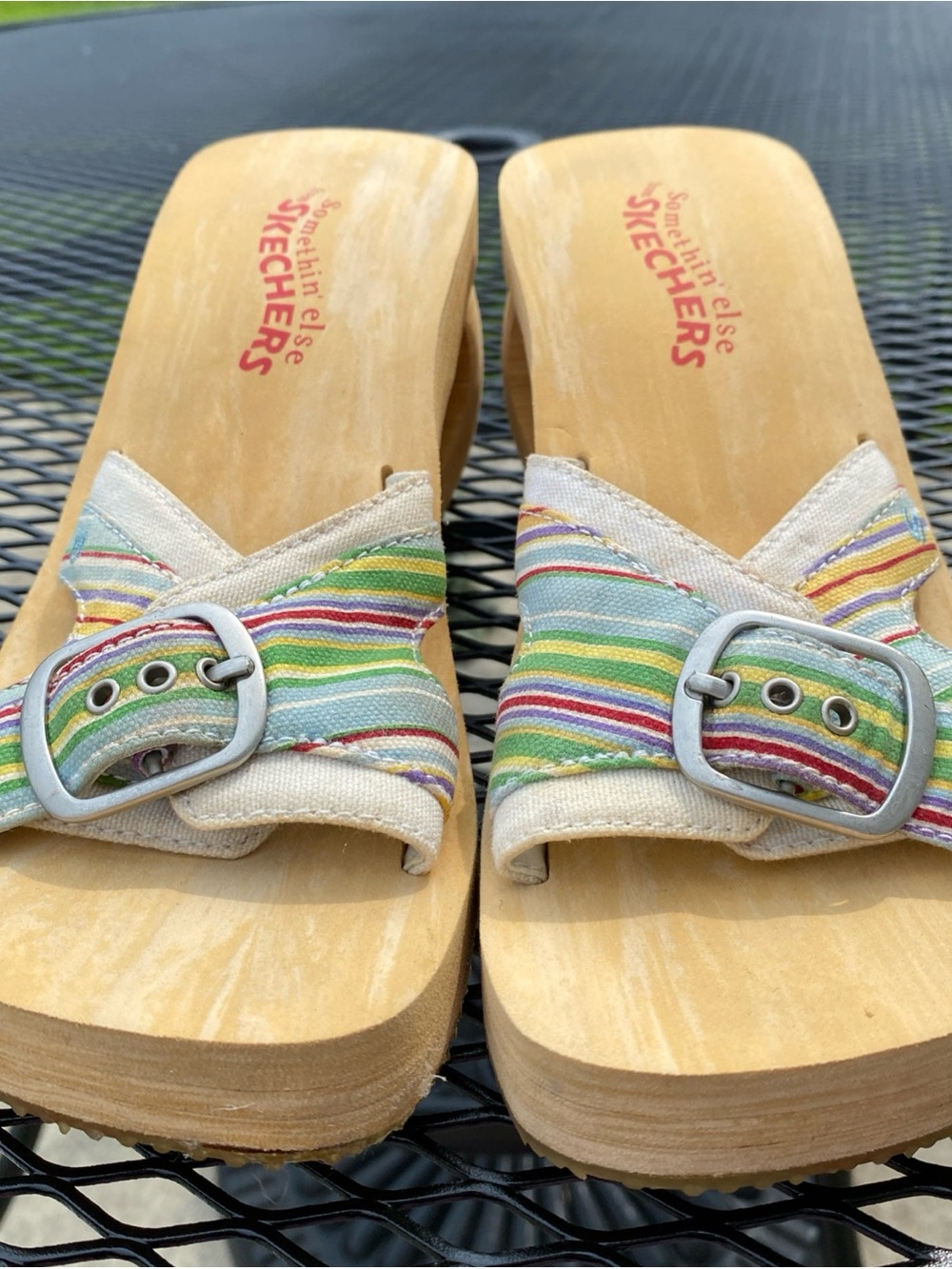 Skechers Women's Multicolor Stripe Wedge Sandals